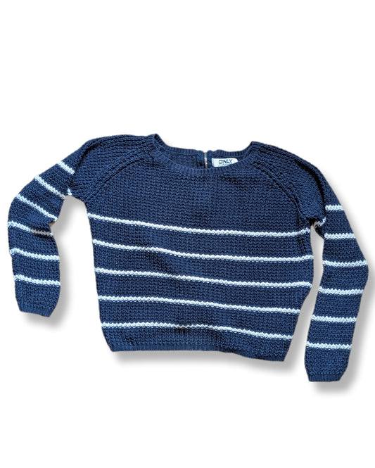 Chandail en tricot style "crop top" à col rond avec fermeture éclair au dos | MÉDIUM