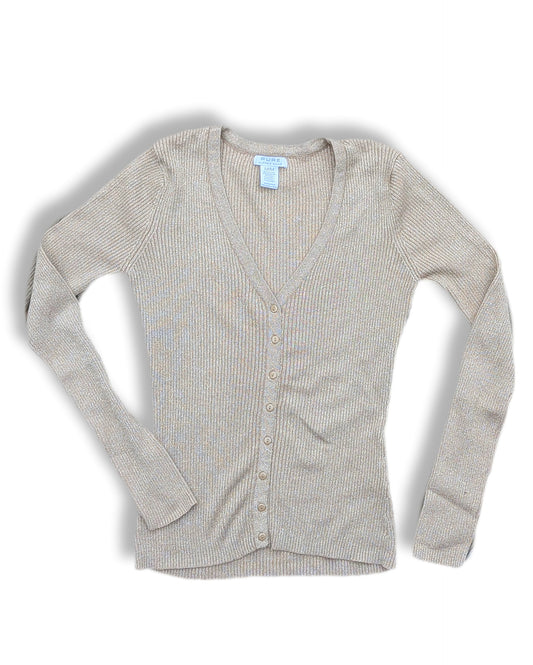Cardigan beige scintillant aux manches longues | MÉDIUM