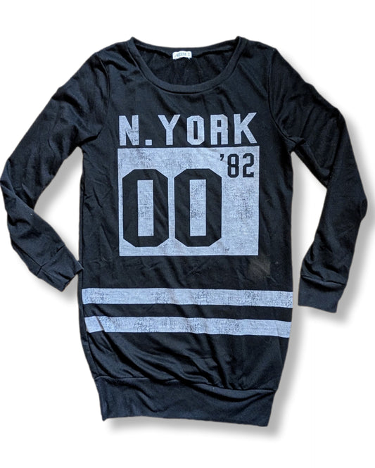 T-shirt long à manches longues avec col rond et coupe ample | Ardène | MÉDIUM