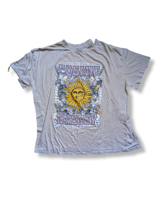 T-shirt beige à manches courtes de style bohème| Streetwear society | MÉDIUM