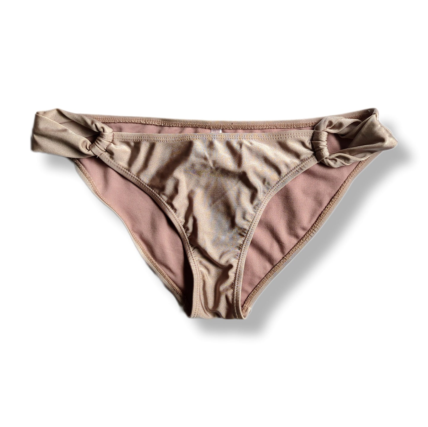 Culotte de bikini champagne doré scintillant avec noeuds latéraux | Médium