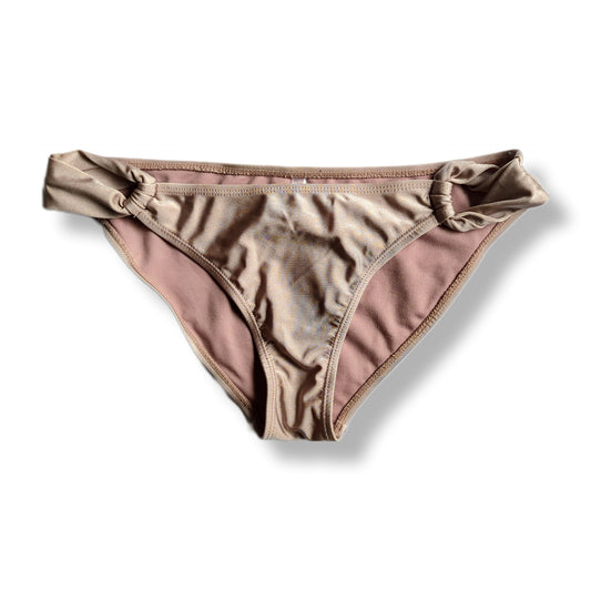 Culotte de bikini champagne doré scintillant avec noeuds latéraux | Médium