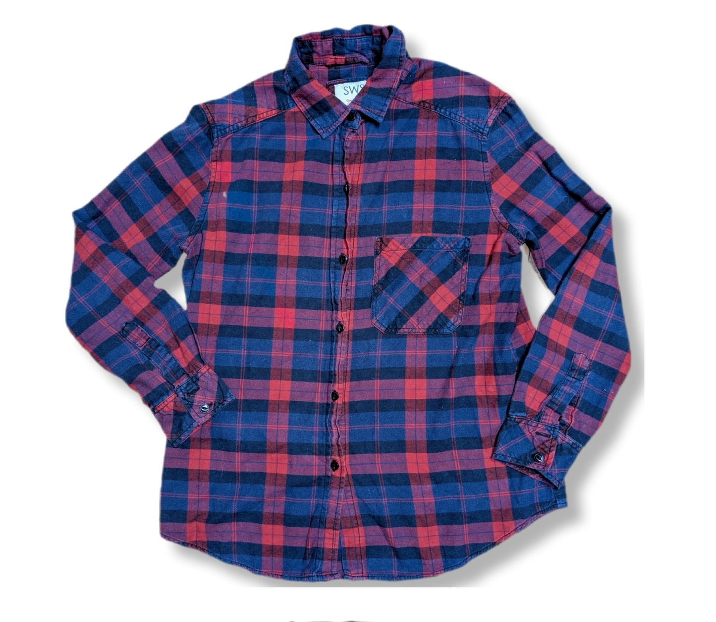 Chemise à carreaux et manches longues avec slogan dans le dos | Streetwear society | SMALL