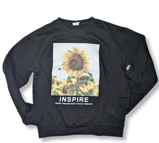 Chandail molletonné noir avec image de tournesol 🌻 | STREETWEAR SOCIETY | SMALL