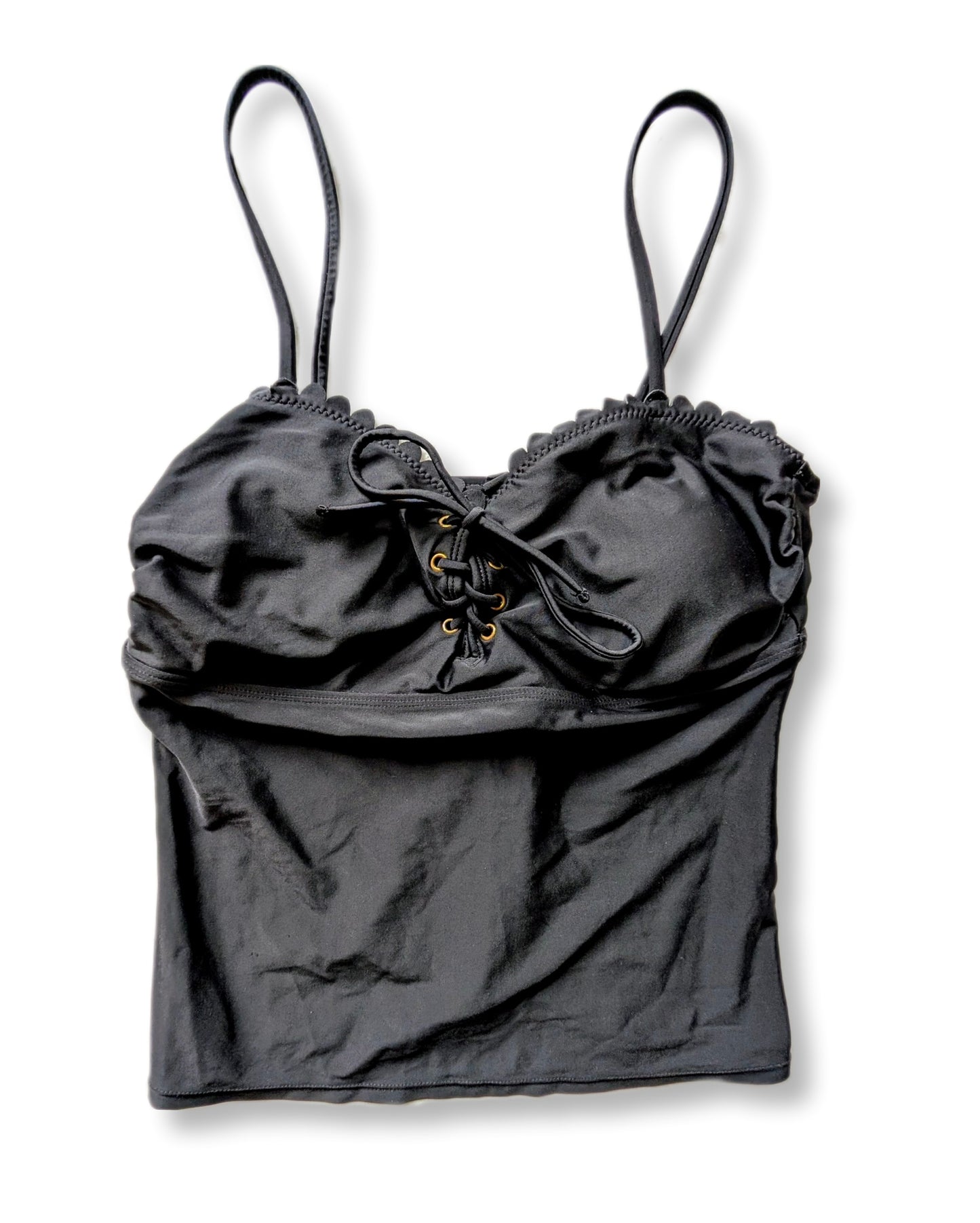 Haut de tankini froncé avec laçage au décolleté - L