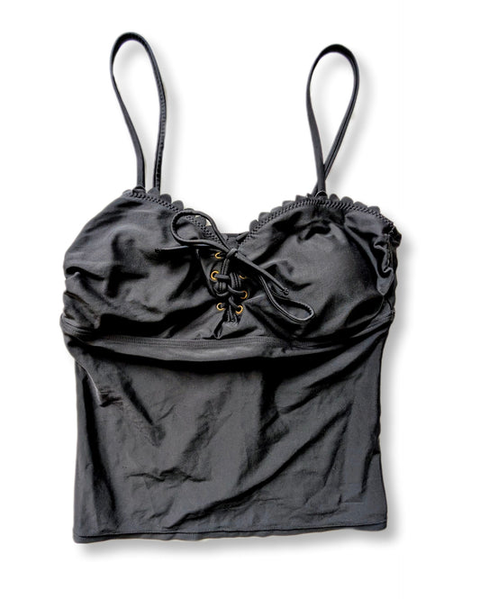 Haut de tankini froncé avec laçage au décolleté - L