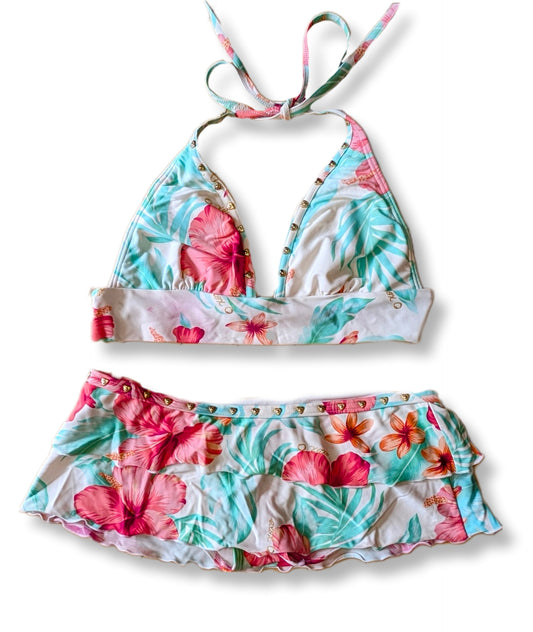 Ensemble bikini licou et jupe à volants - S